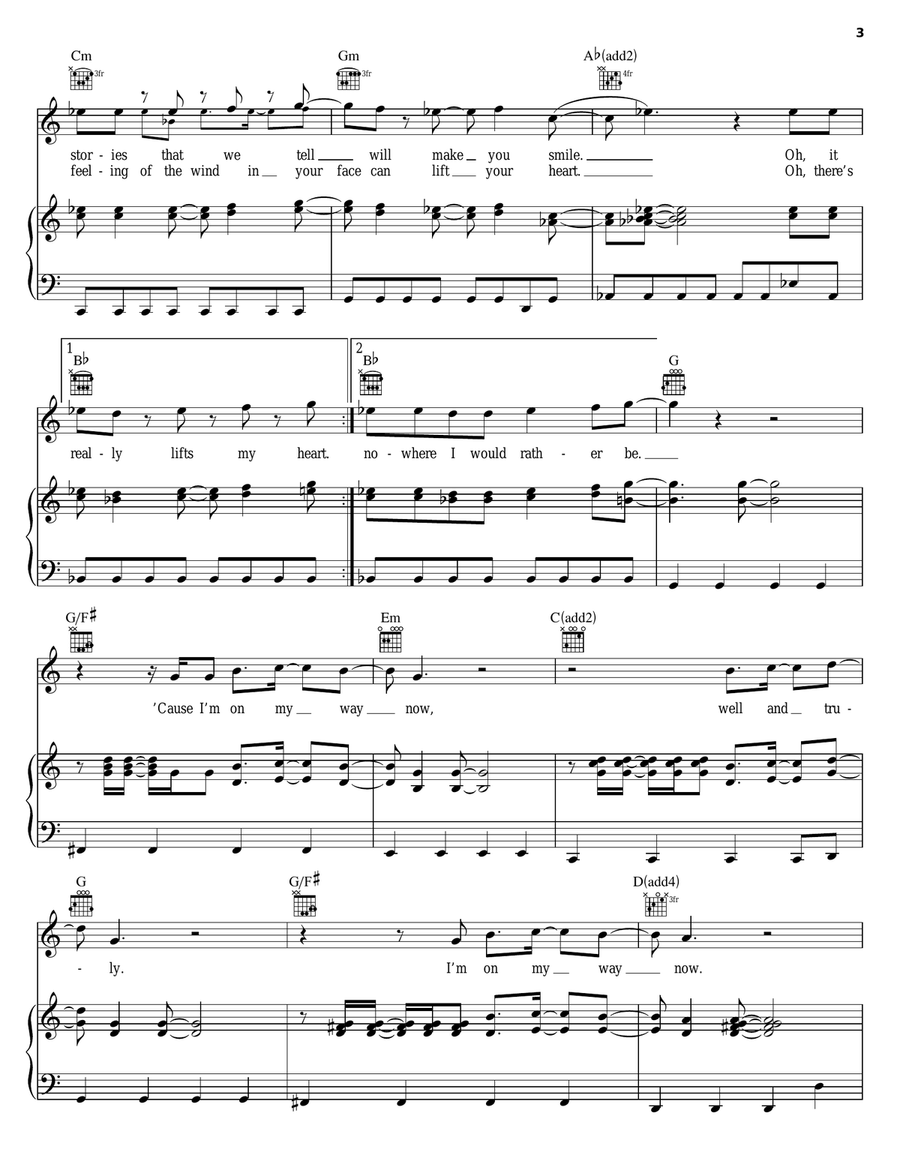 On My Way Piano, Vocal, Guitar scores gallery preview page 3