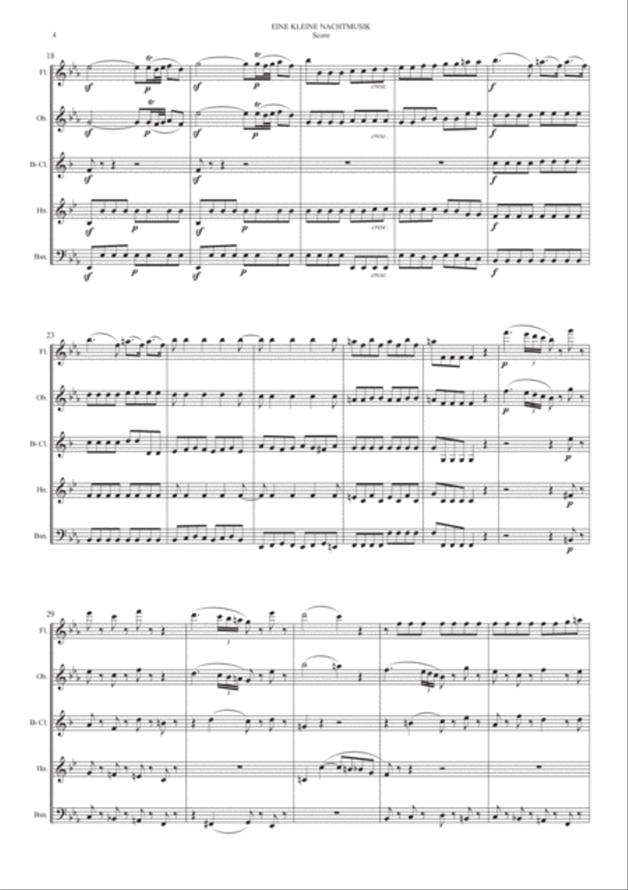 Eine Kleine Nacht Musik 1st Movement Allegro for Woodwind Quintet Woodwind Quintet scores gallery preview page 4