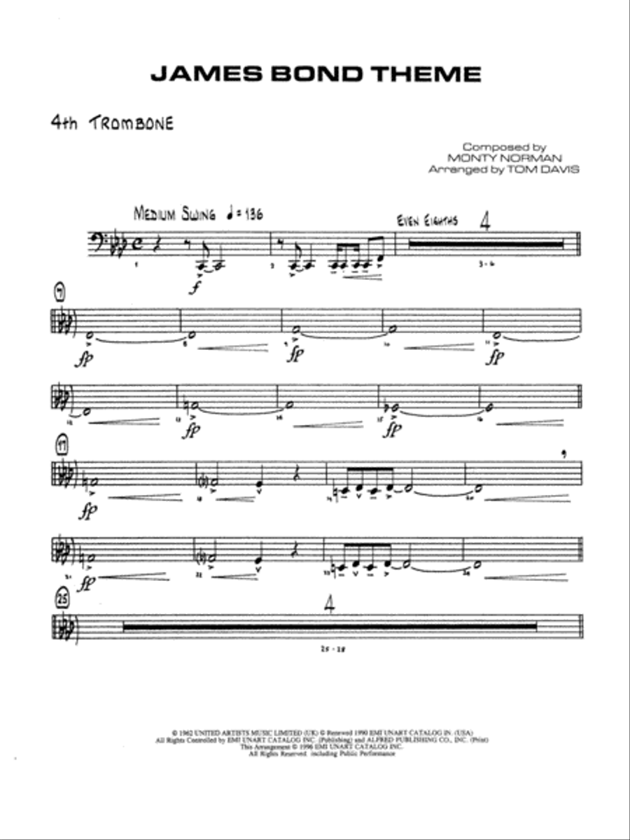 James Bond Theme: 4th Trombone Jazz Ensemble scores gallery preview page 1