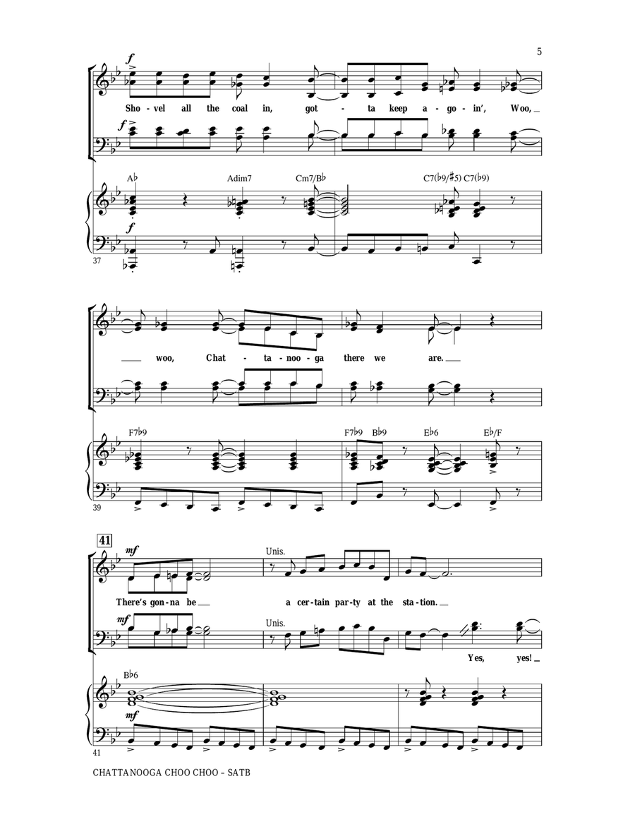 Chattanooga Choo Choo (arr. Mark Brymer) 4-Part scores gallery preview page 5