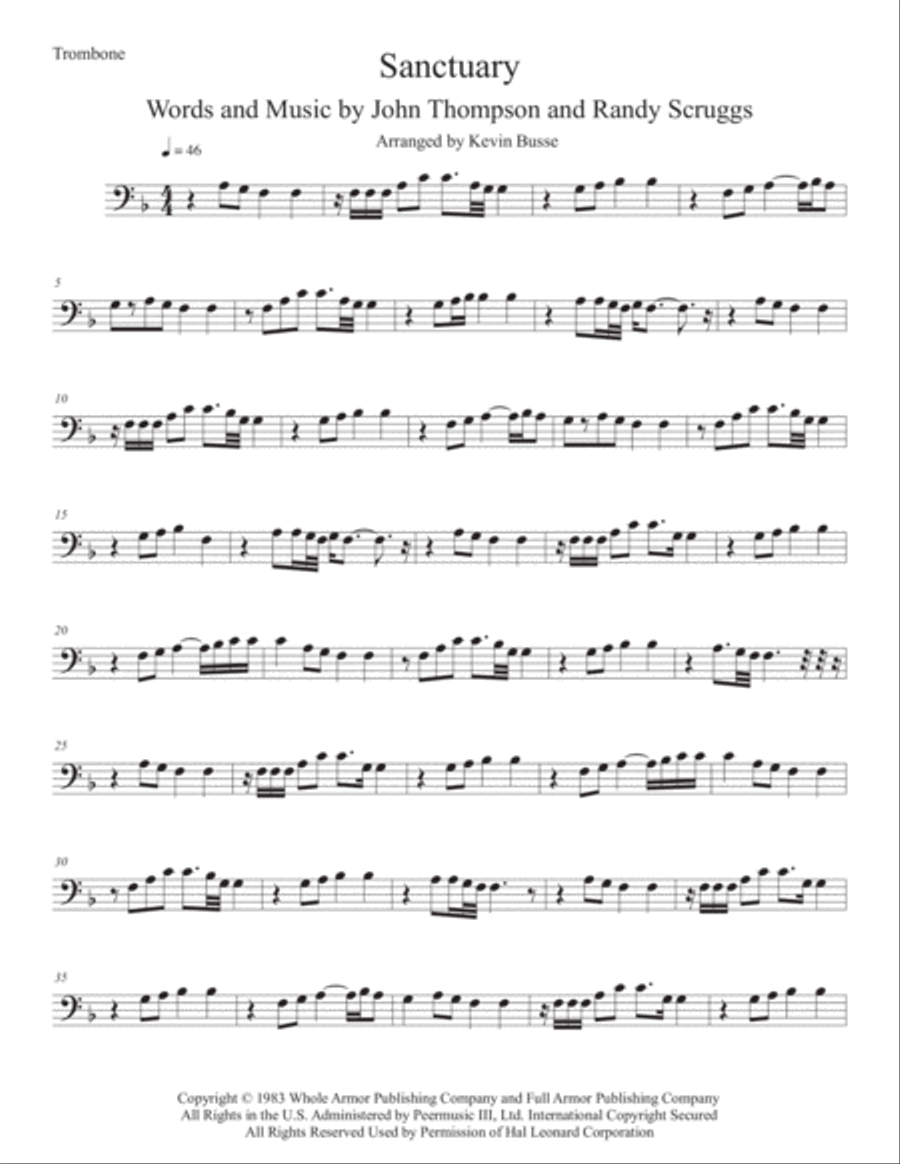 Sanctuary Trombone Solo scores gallery preview page 1