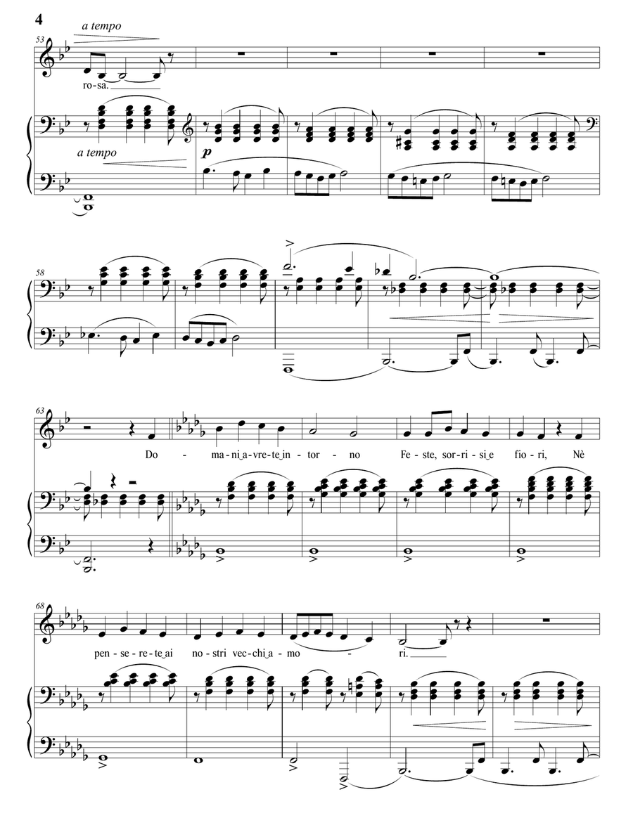 TOSTI: L'ultima canzone (transposed to B-flat minor) Piano, Vocal scores gallery preview page 5