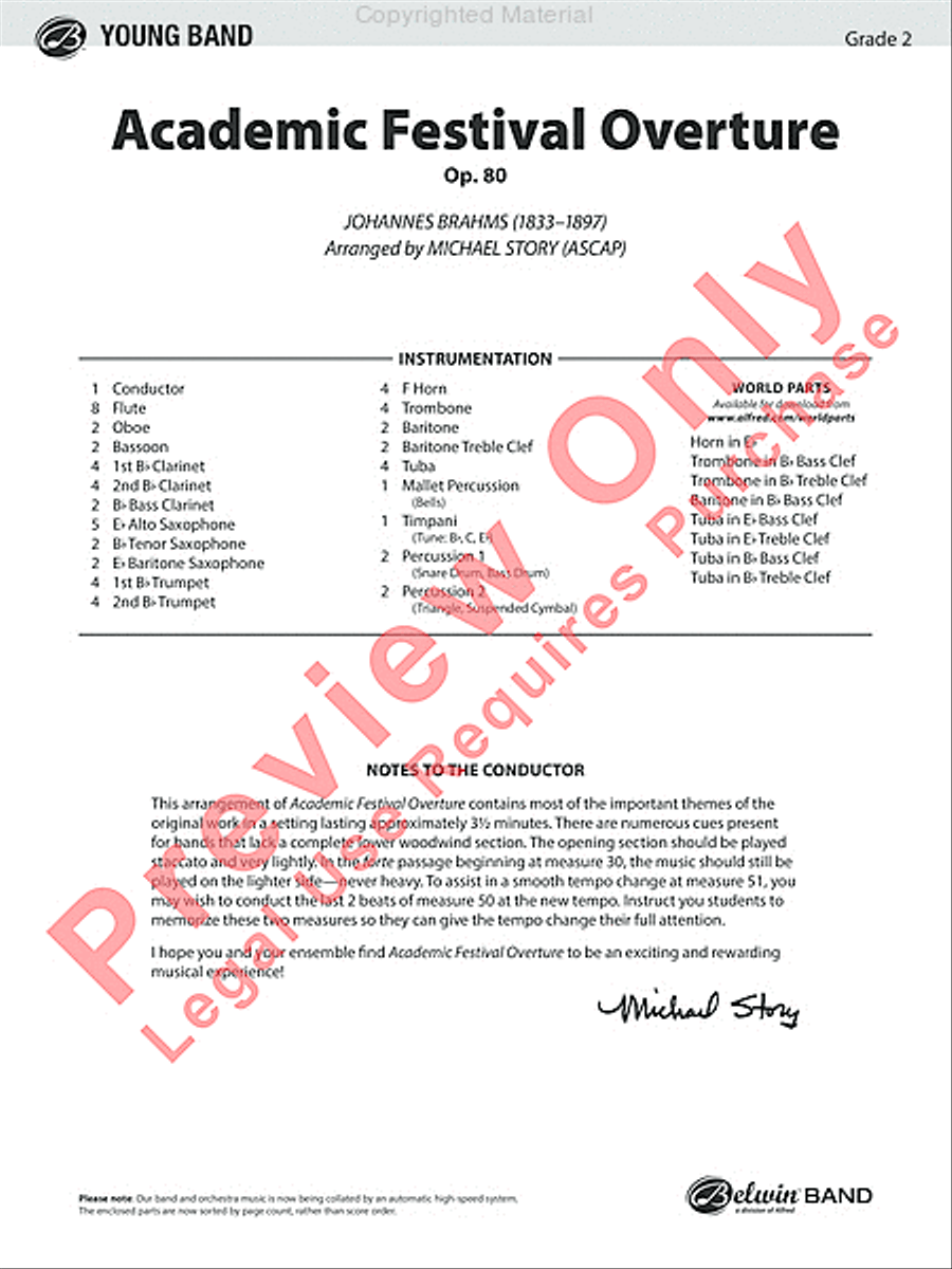 Academic Festival Overture Concert Band scores gallery preview page 2