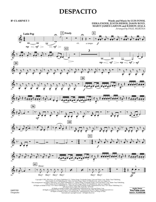 Despacito (arr. Paul Murtha) - Bb Clarinet 3