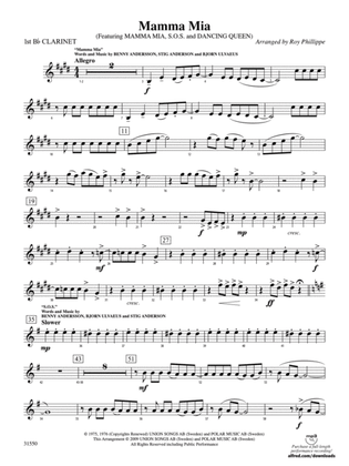 Mamma Mia, Selections from: 1st B-flat Clarinet