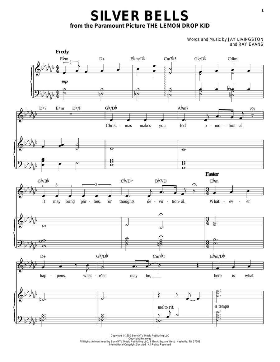 Silver Bells Silver Bells Piano, Vocal scores gallery preview page 1