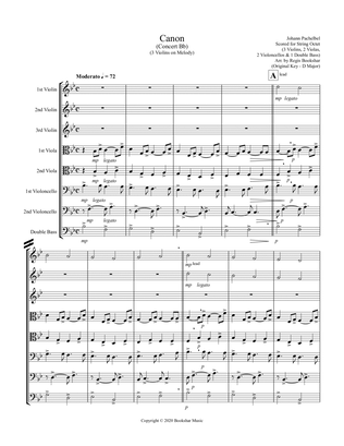 Canon (Pachelbel) (Bb) (String Octet - 3 Violin, 2 Viola, 2 Cello, 1 Bass) (3 Violin lead)