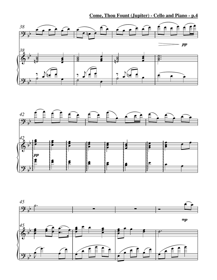 Come, Thou Fount of Every Blessing (Jupiter) - Solo Cello & Piano Piano scores gallery preview page 5