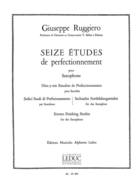 Ruggiero 16 Etudes Perfectionnement Saxophone Book