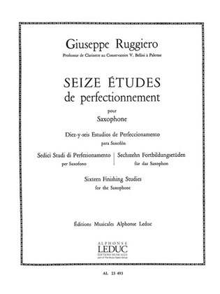 Book cover for Ruggiero 16 Etudes Perfectionnement Saxophone Book