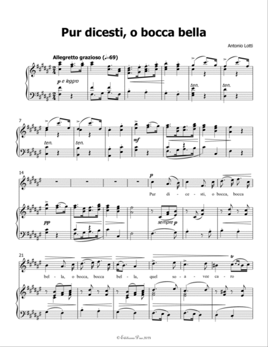 Pur dicesti,o bocca bella, by Antonio Lotti, in F sharp Major Voice scores gallery preview page 3
