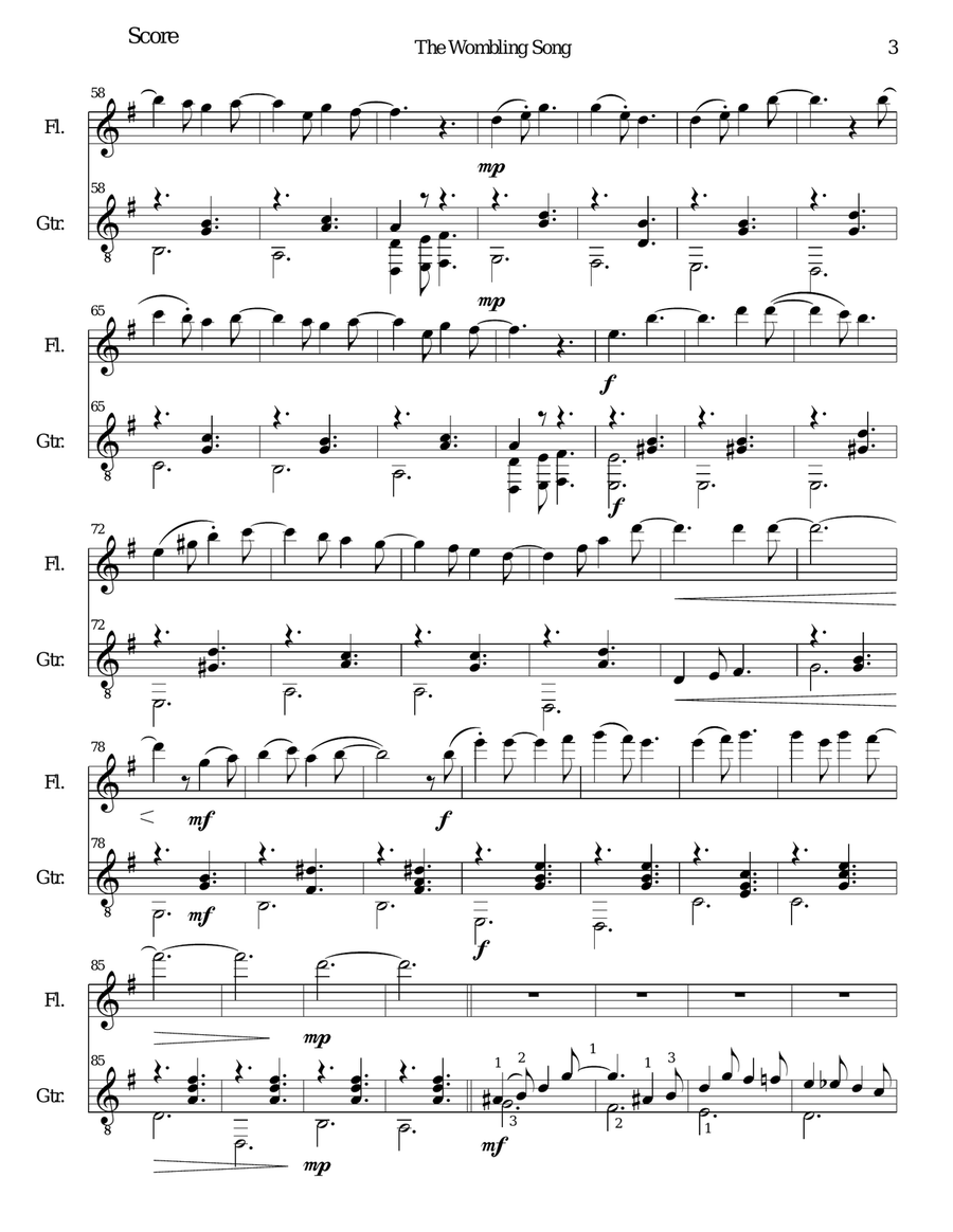 The Wombling Song Flute scores gallery preview page 3