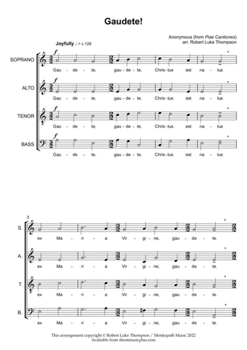 Gaudete for SATB choir image number null
