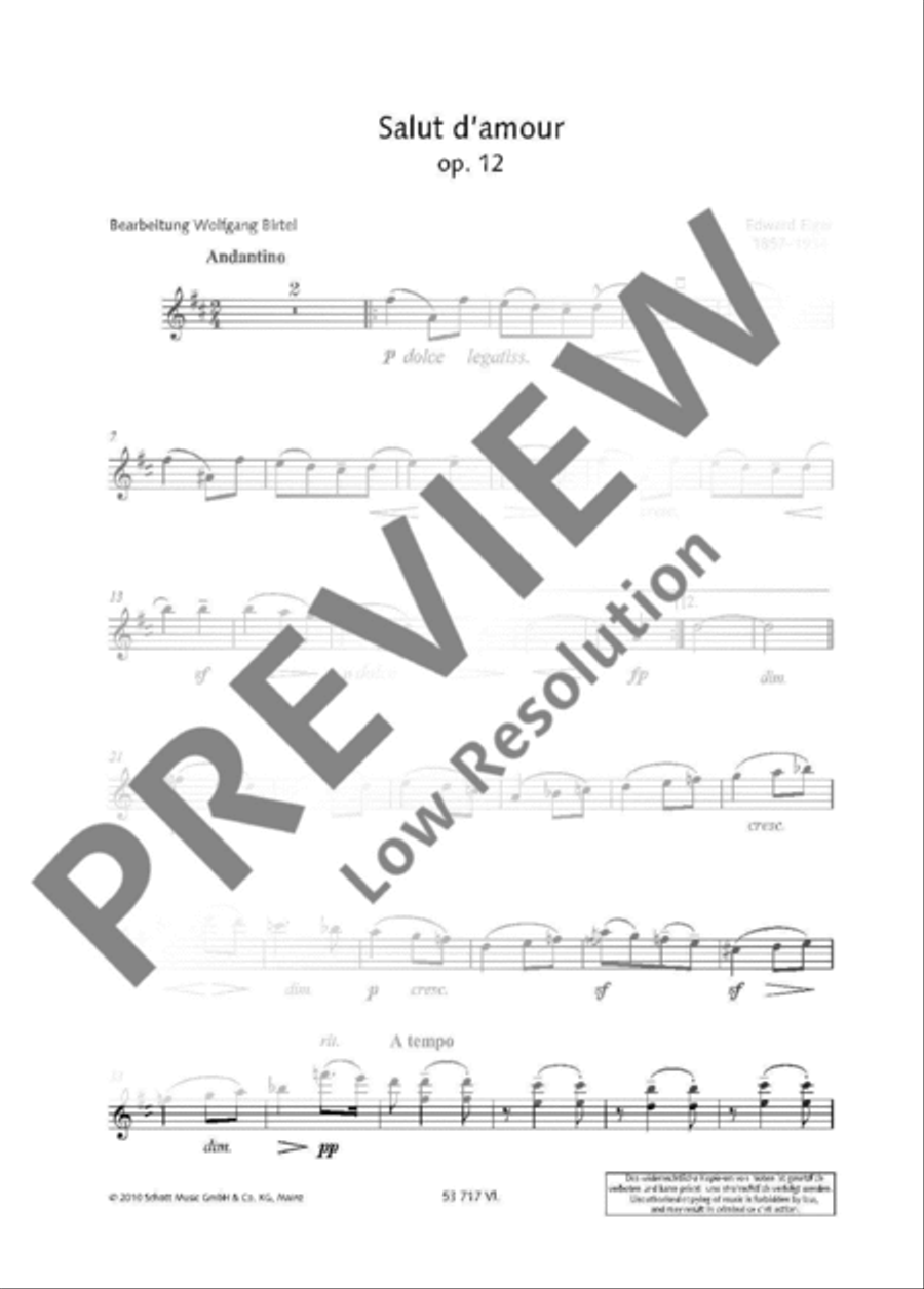 Salut d'amour D major String Trio scores gallery preview page 5
