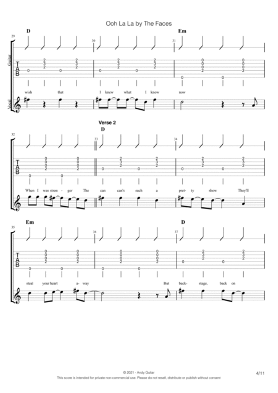 Ooh La La Guitar scores gallery preview page 4