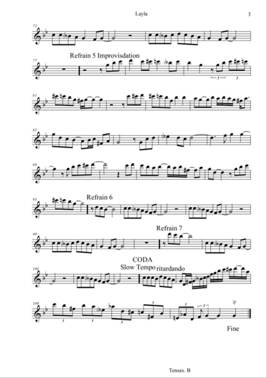Layla Tenor Saxophone scores gallery preview page 3
