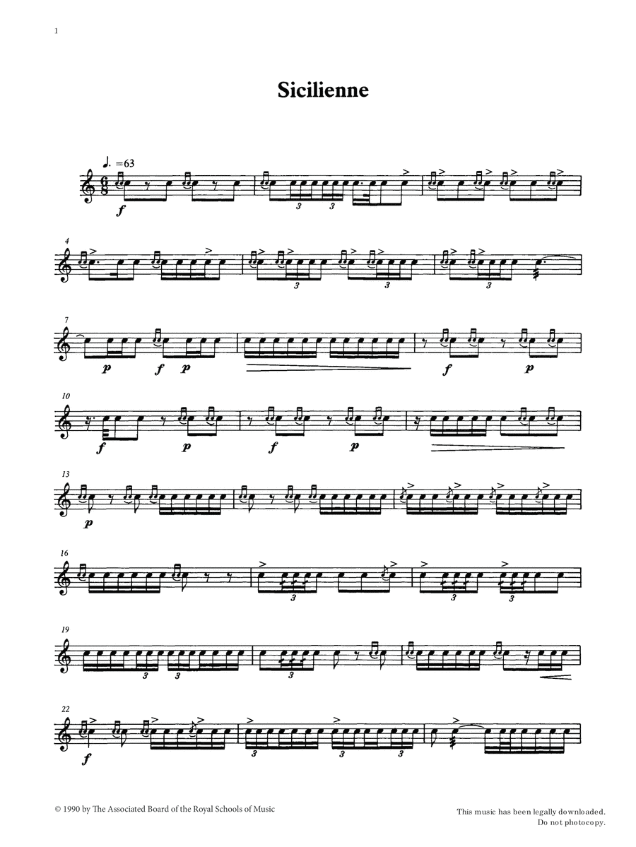 Sicilienne from Graded Music for Snare Drum, Book IV Percussion scores gallery preview page 1