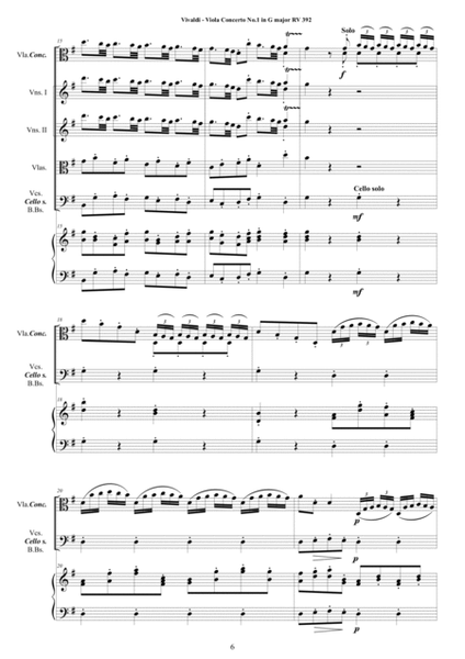Vivaldi - Six Viola Concertos for Viola concertante, Strings and Cembalo - Scores and Parts