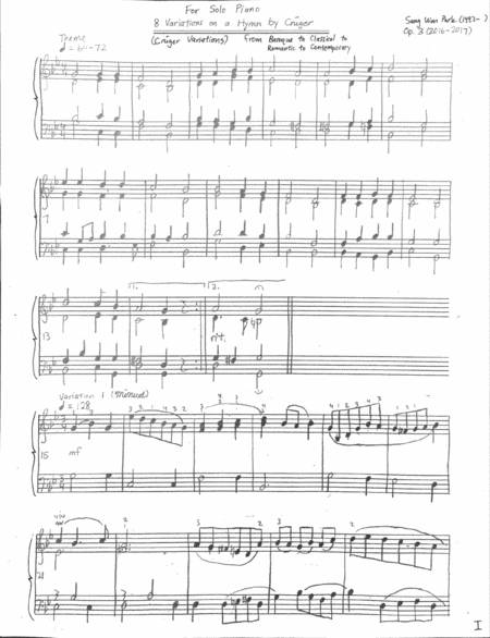 8 Variations on a Hymn by Cruger, Op. 3