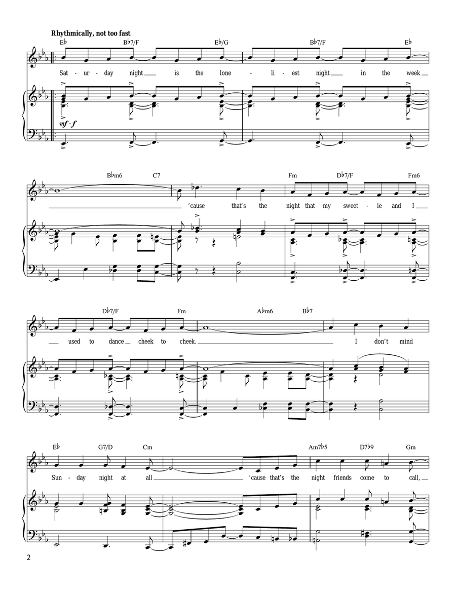 Saturday Night (Is The Loneliest Night Of The Week) Piano, Vocal, Guitar scores gallery preview page 2