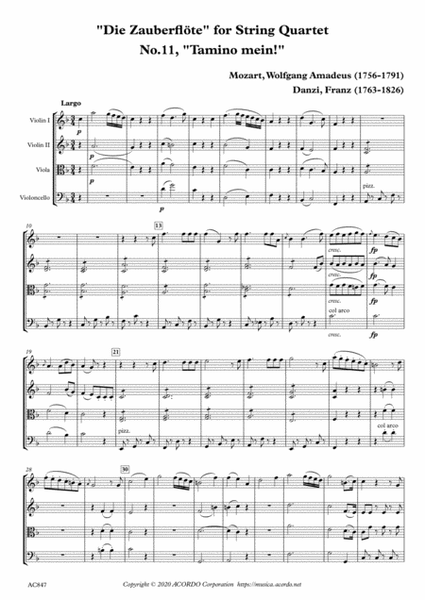 "Die Zauberflöte" for String Quartet, No.11, "Tamino mein!" image number null