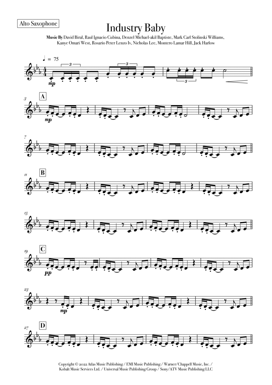Industry Baby Alto Saxophone scores gallery preview page 1