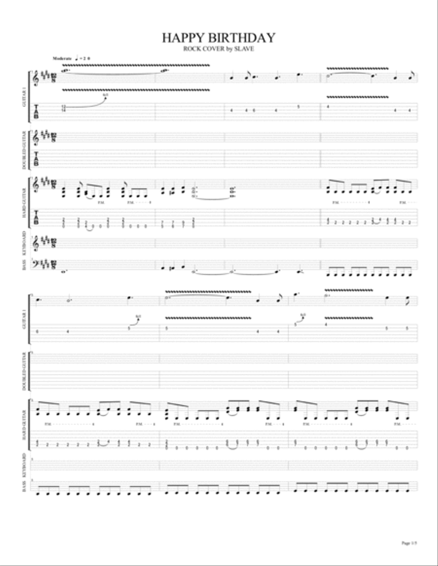 HAPPY BIRTHDAY - Rock Version by SLAVE Guitar Tablature scores gallery preview page 2