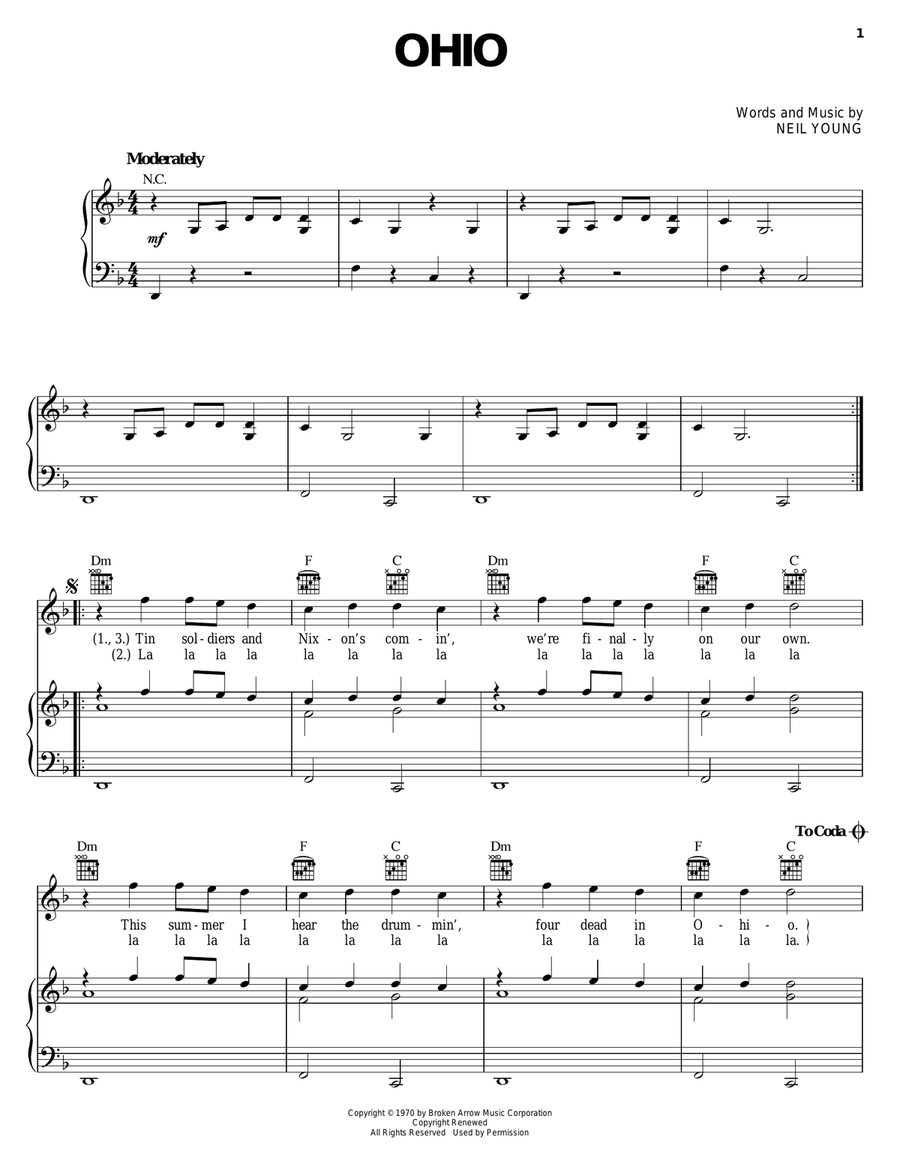 Ohio Ohio Piano, Vocal, Guitar scores gallery preview page 1