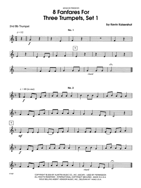 8 Fanfares For Three Trumpets, Set 1 - 2nd Bb Trumpet