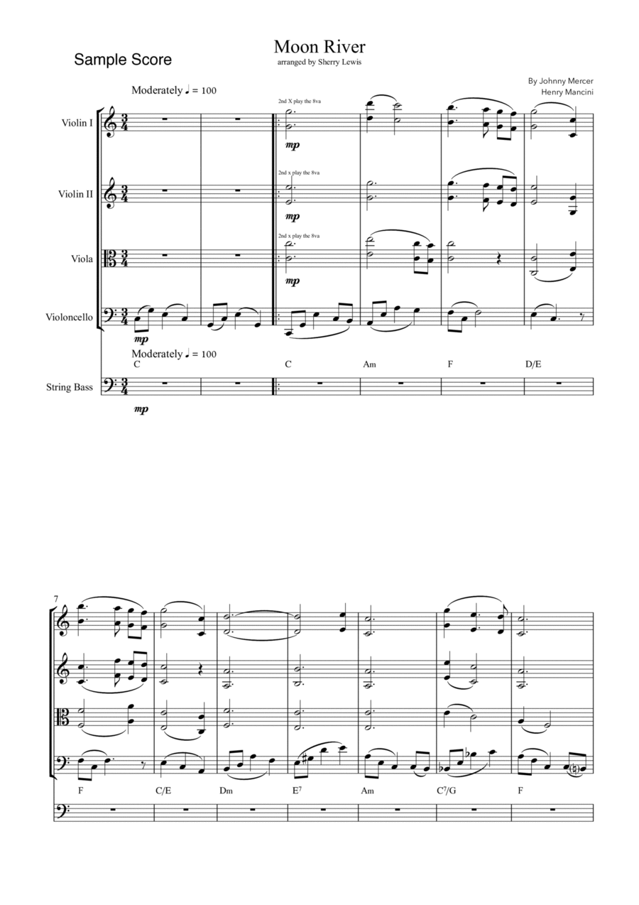 Moon River String Quintet scores gallery preview page 1