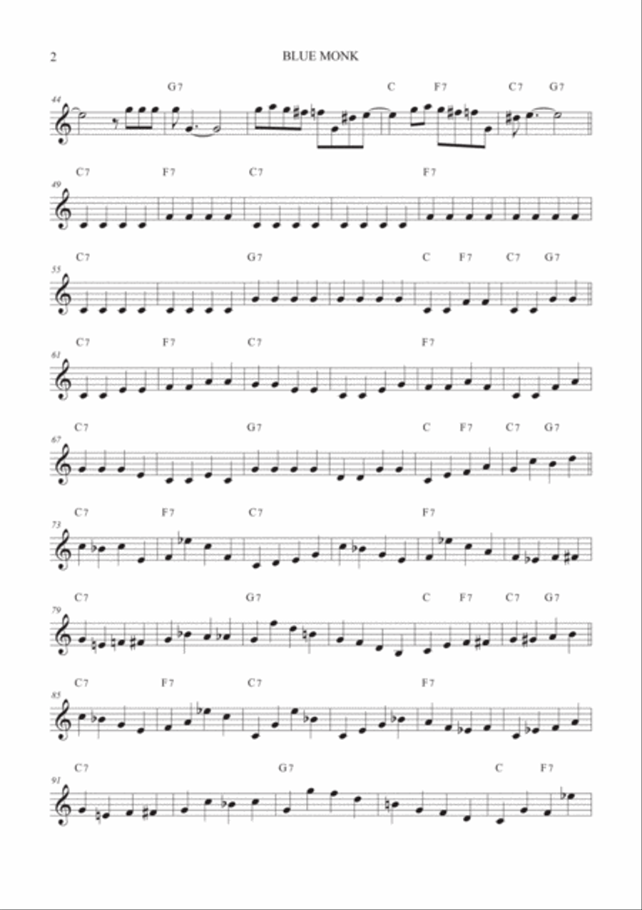 Blue Monk B-Flat Trumpet scores gallery preview page 2