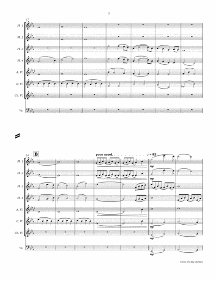 Come To My Garden Flute Choir scores gallery preview page 6