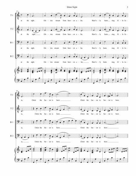 Silent Night - for TTBB choir with piano accompaniment image number null