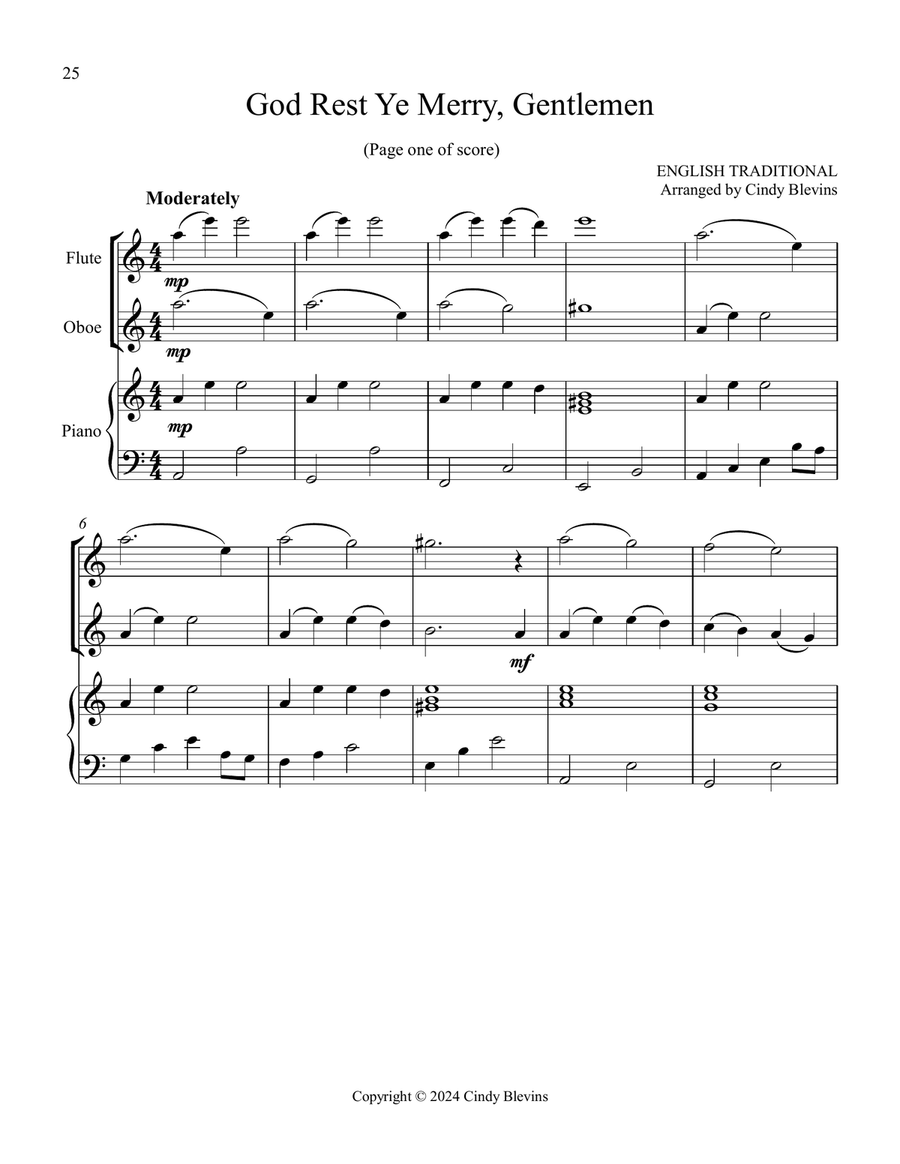 Flute, Oboe and Piano for Christmas, Book 2 (12 arrangements) Woodwind Duet scores gallery preview page 2