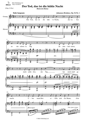 Der Tod, das ist die kuhle Nacht, Op. 96 No. 1 (B-flat Major)