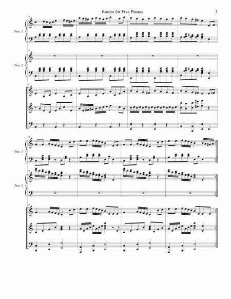 Rondo by Mozart for Five Pianos (Keyboards)