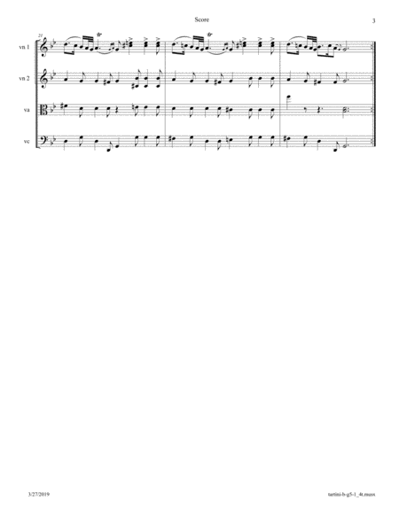Tartini: Devil's Trill Sonata (Bg5), Movement 1 Arranged for String Quartet image number null