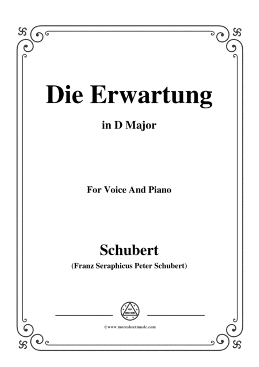 Schubert-Die Erwartung,Op.116,in D Major,for Voice&Piano Voice scores gallery preview page 1