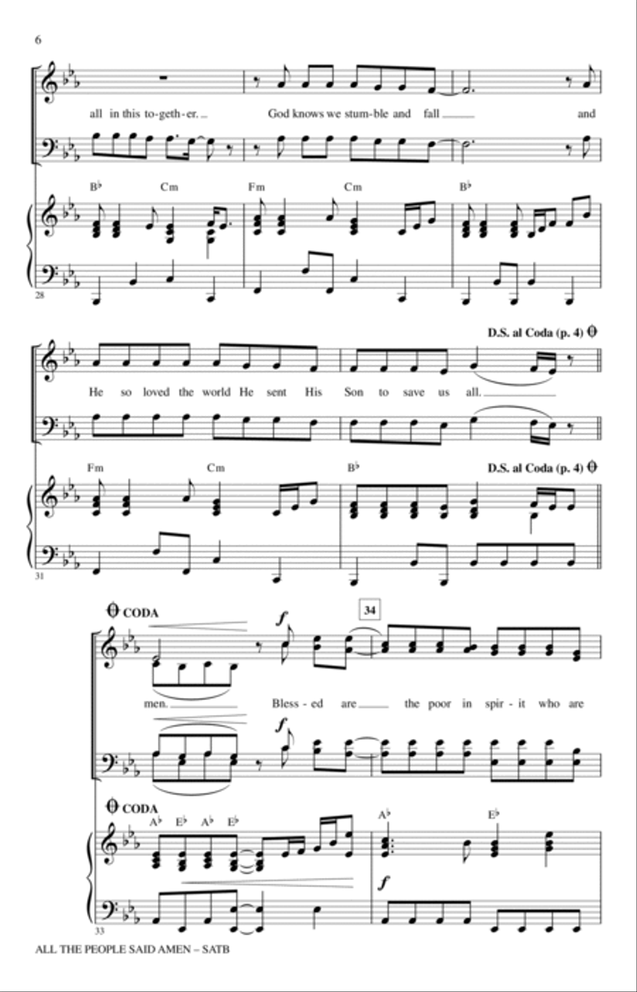 All The People Said Amen 4-Part scores gallery preview page 5