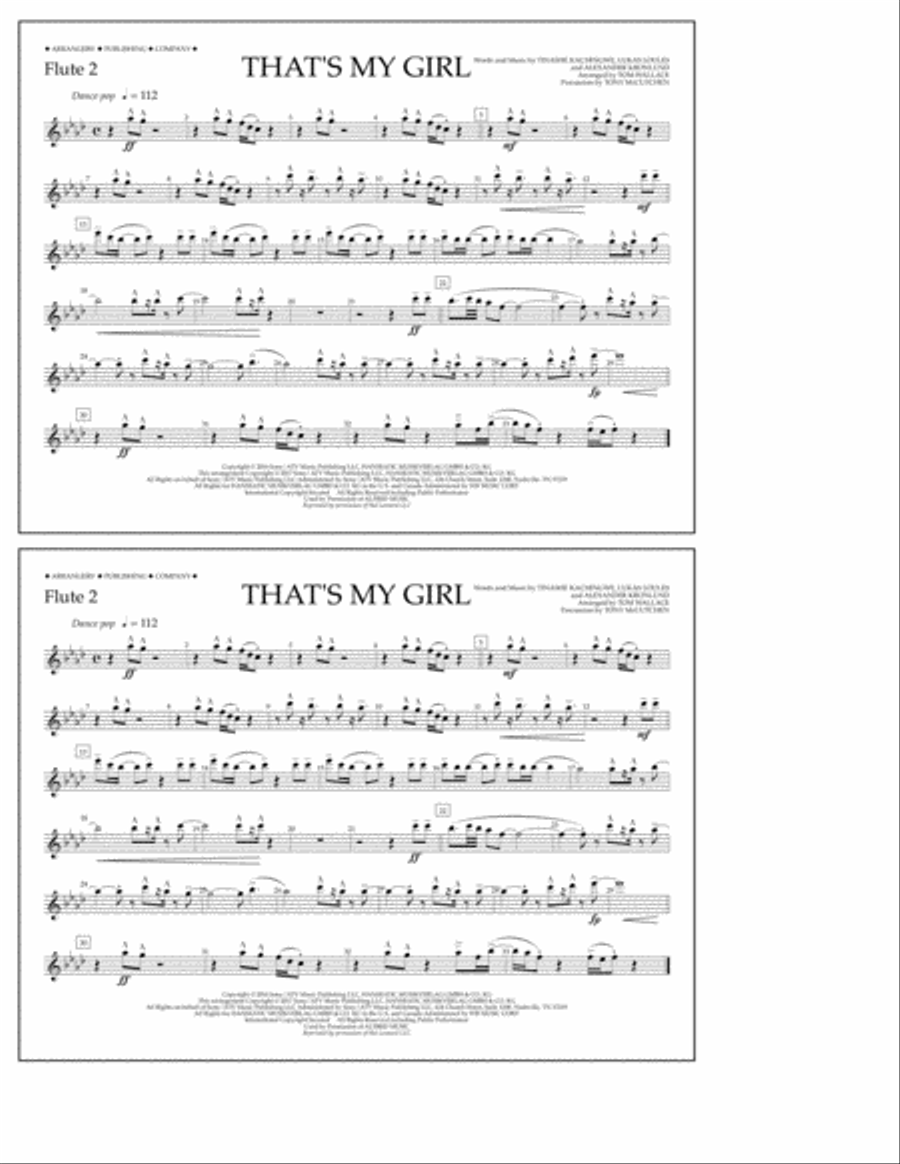 That's My Girl - Flute 2 Marching Band scores gallery preview page 1