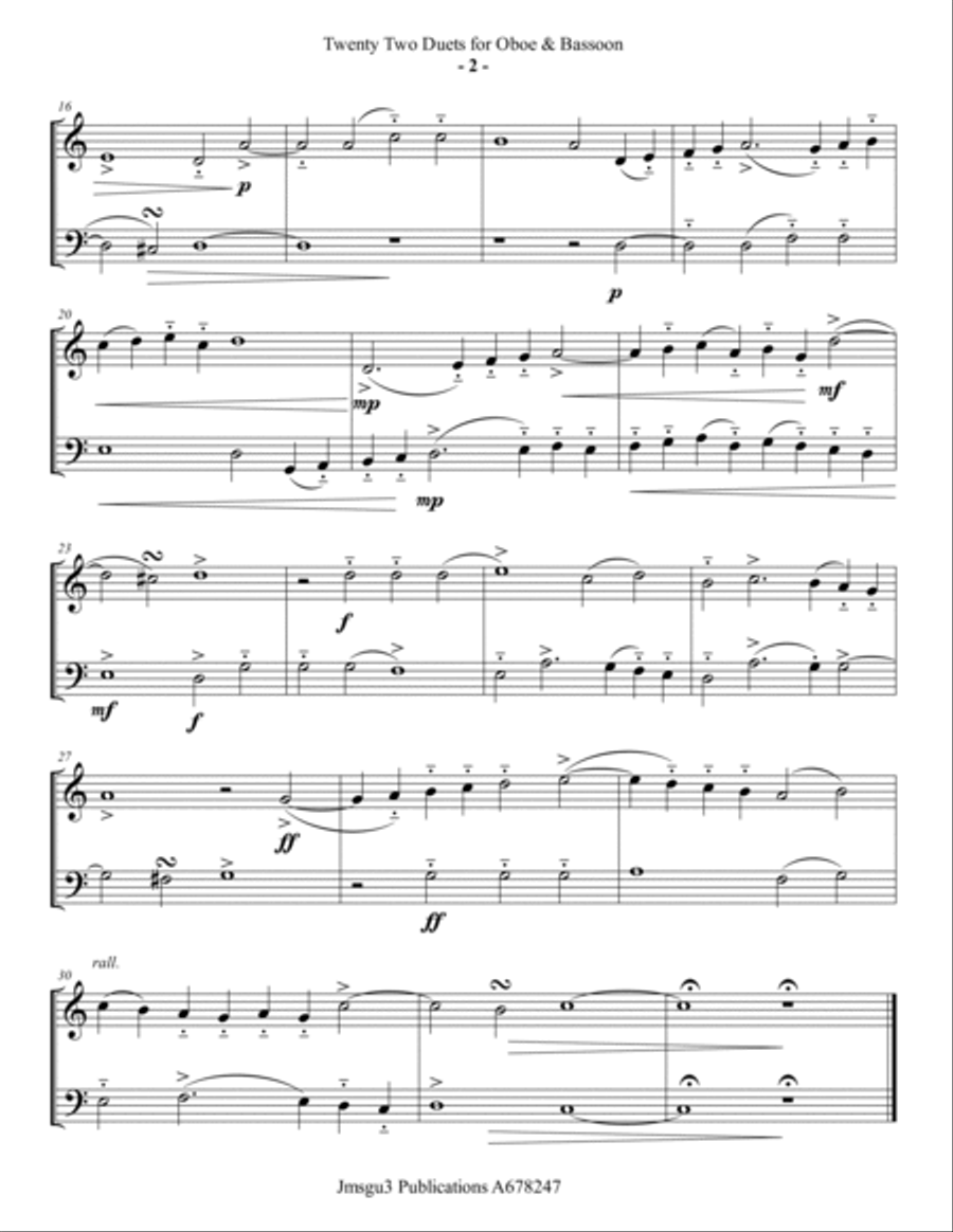 Josquin: 22 Duets for Oboe & Bassoon Woodwind Duet scores gallery preview page 2