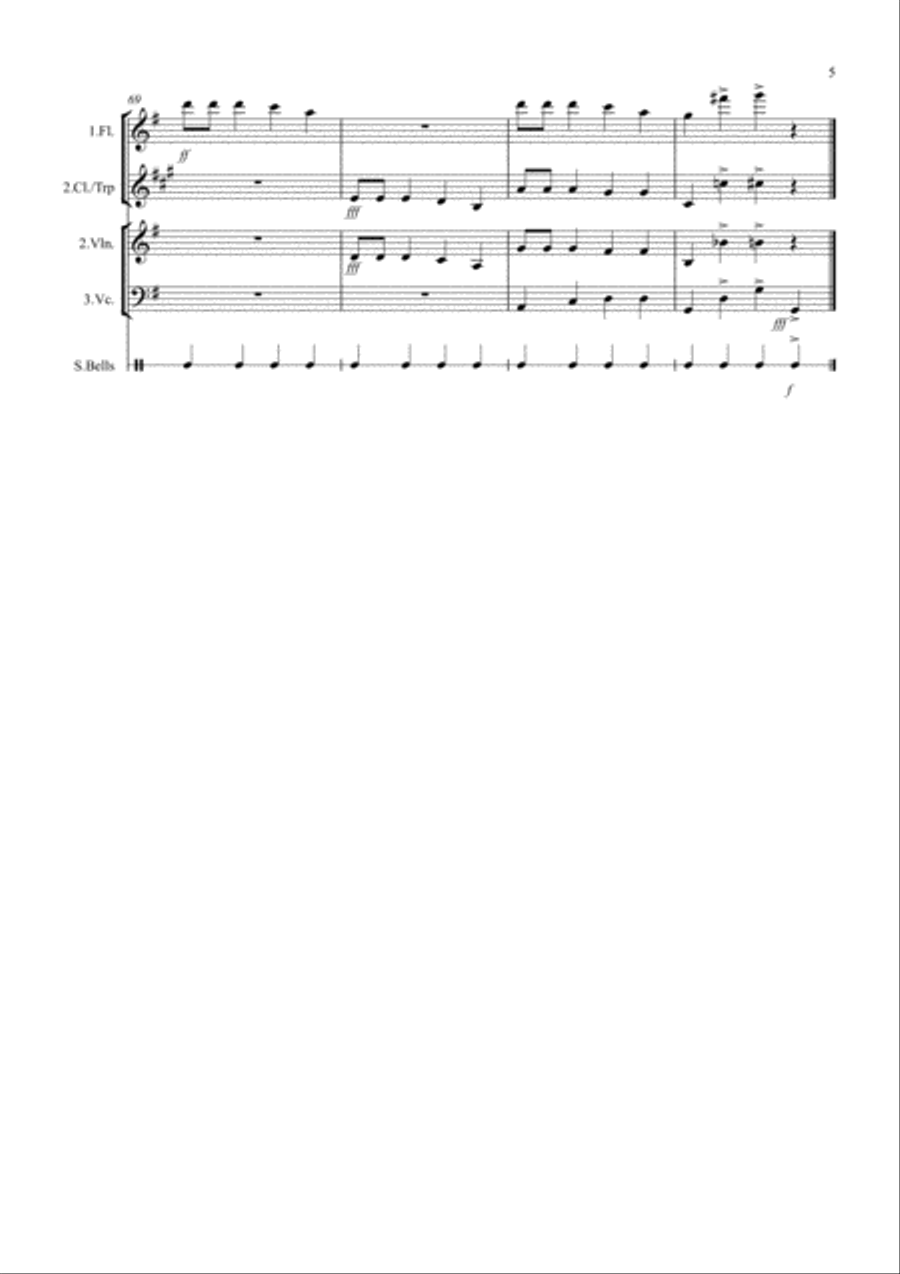 JIngle Bells (Jazzy Style!) for Mixed Trio Large Ensemble scores gallery preview page 5