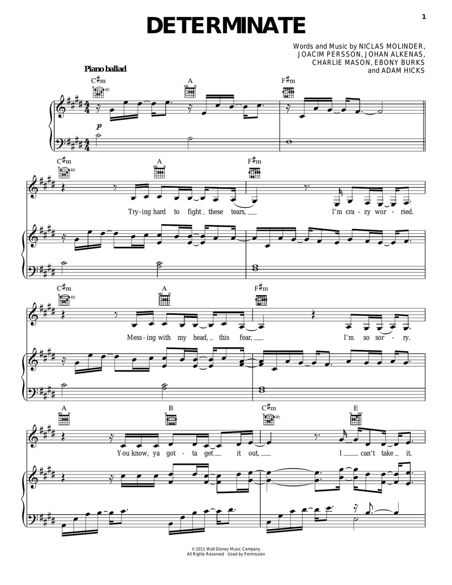 Determinate Determinate Piano, Vocal, Guitar scores gallery preview page 1