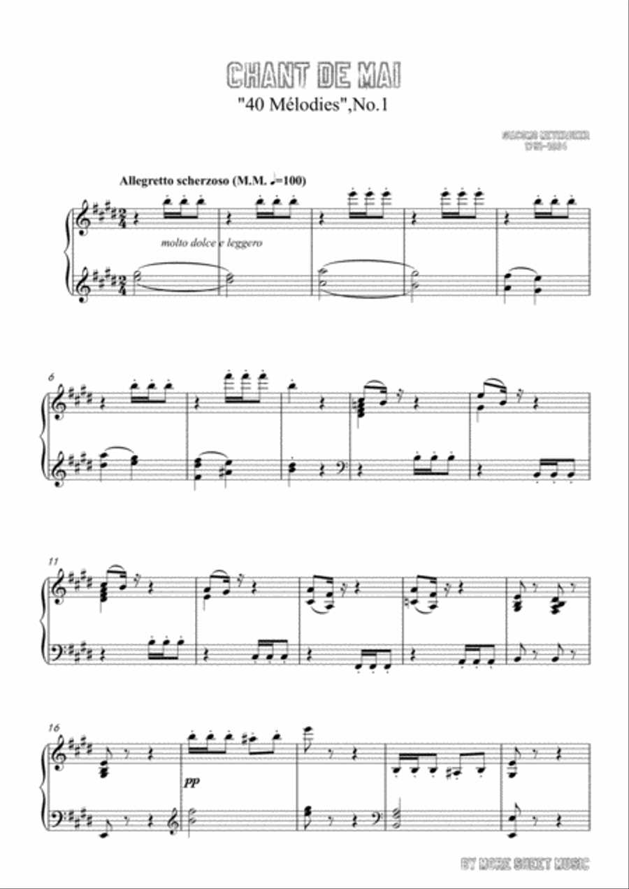 Meyerbeer-Chant de mai in E Major,for Voice and Piano Voice Solo scores gallery preview page 3