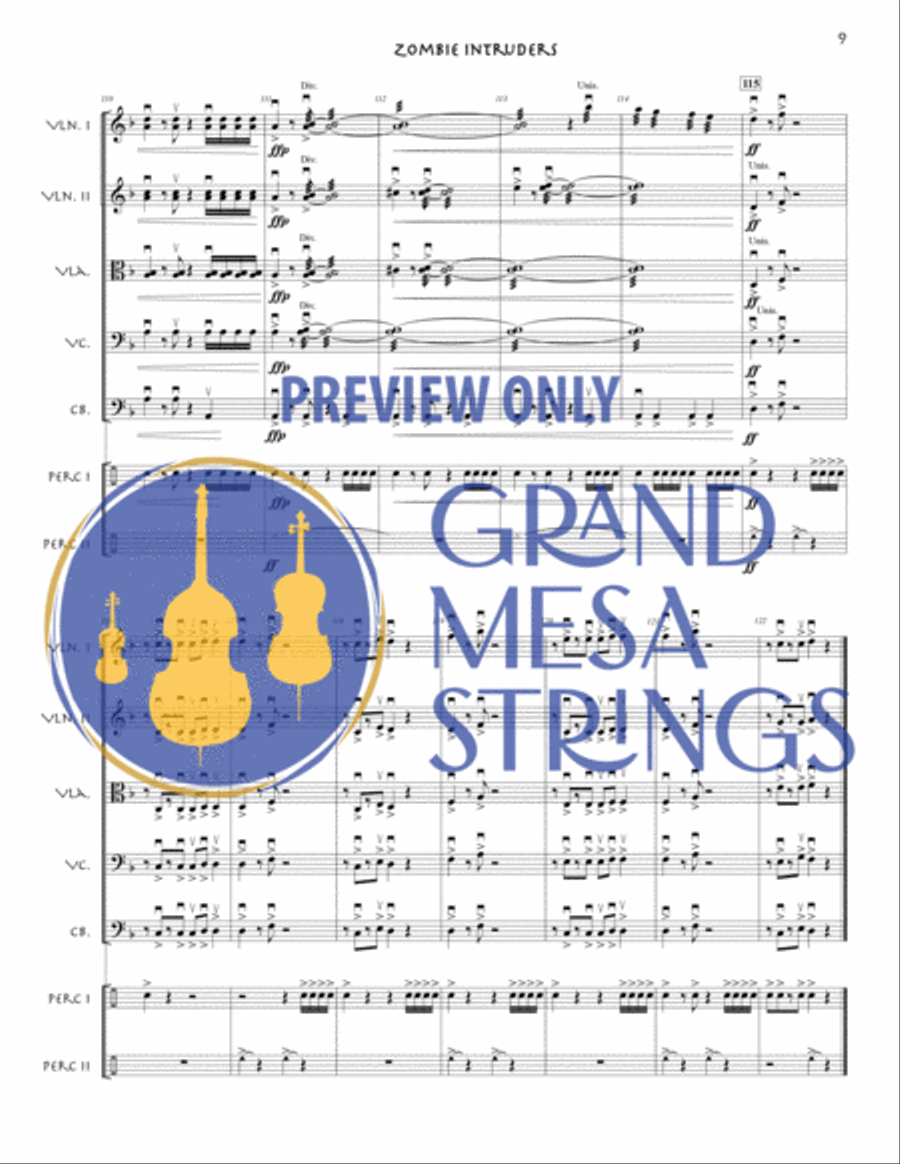 Zombie Intruders String Orchestra scores gallery preview page 10