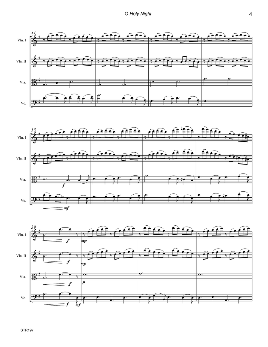 O HOLY NIGHT - unaccompanied STRING QUARTET A Cappella scores gallery preview page 4
