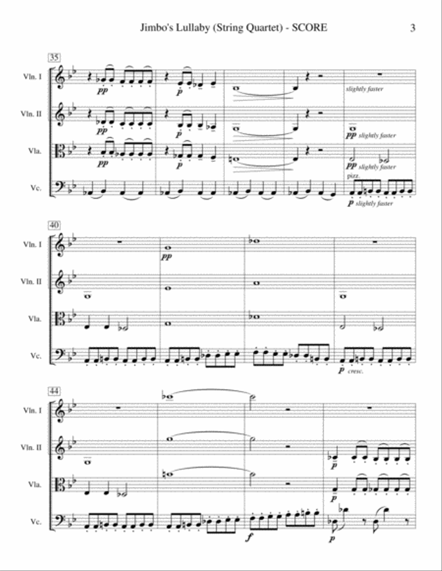 Jimbo's Lullaby String Quartet scores gallery preview page 3