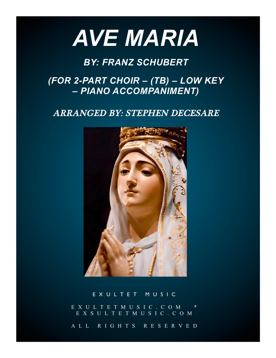 Ave Maria (for 2-part choir (TB) - Low Key - Piano accompaniment) TB scores gallery preview page 1