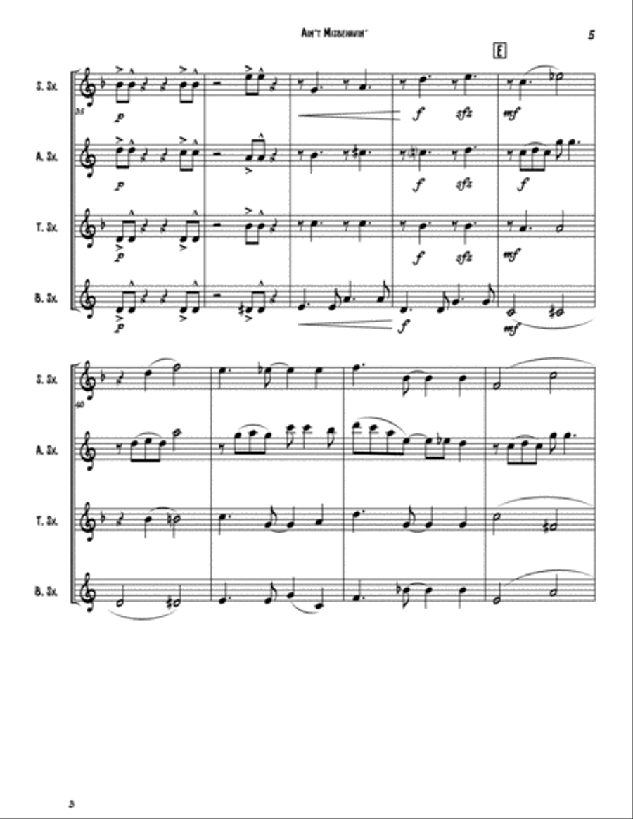 Ain't Misbehavin' Woodwind Quartet scores gallery preview page 5
