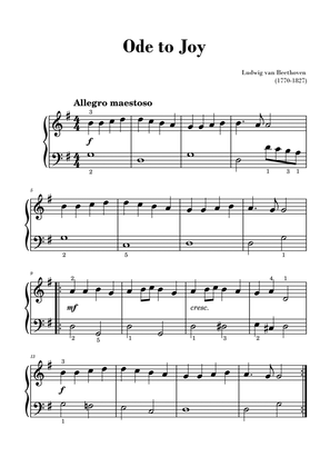 Beethoven - Ode to Joy for Easy/Beginner Piano (with fingerings)